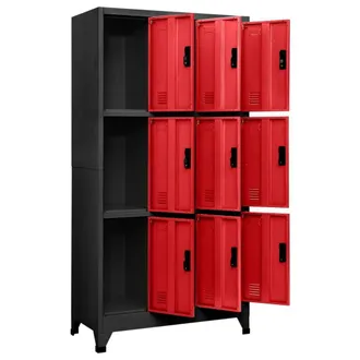Berkfield Home Locker Cabinet Anthracite & Red 90x45x180 cm Steel | Size: 90 x 45 x 180 cm