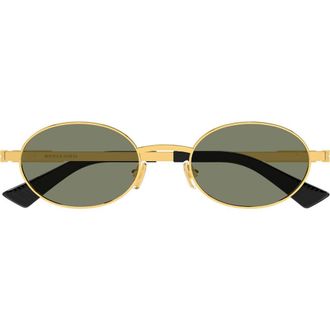 Bottega Veneta 52mm Oval Sunglasses in Gold/Green Lens at Nordstrom
