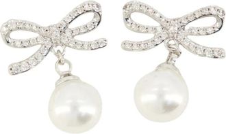 Self Portrait Accessoires, Dames, Grijs, ONE Size, Oorbellen met strikdetail