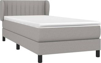 vidaXL Vidaxl - Cama Box Spring Con Colch&oacute;n Tela Gris Claro 100x200 Cm