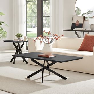 Furniturebox Leonardo Rectangular Black Wood Veneer Coffee Table