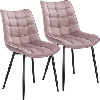 Woltu Pack De 2 Sillas De Comedor Asiento De Terciopelo Silla Dise&ntilde;o Ergonomico Silla Tapizada Estructura Met&aacute;lica Sill&oacute;n Con Respaldo Silla De Cocina Rosa 