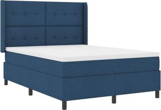 vidaXL Cama Tipo Box Spring Con Colch&oacute;n Azul 140 X 190 Cm Tela Vidaxl