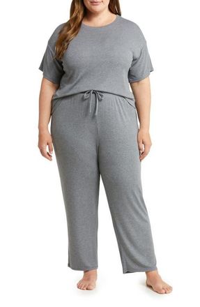 Nordstrom Moonlight Eco Easy Rib Pajamas in Grey Dark Heather at Nordstrom, Size 1X