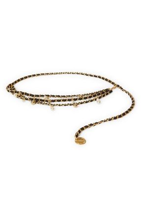 B-Low The Belt Madelyn Chain Leather Belt in Black Gold at Nordstrom
