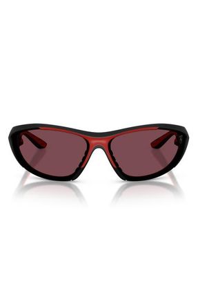 Ferrari 73mm Cat Eye Sunglasses in Black Matte /Red Contrast Pro at Nordstrom
