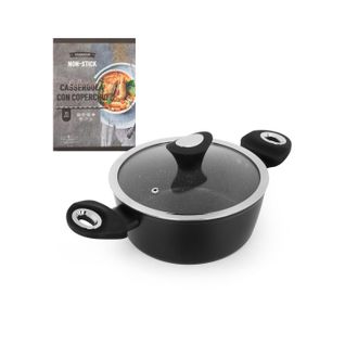 KASANOVA Casseruola antiaderente 20 cm Collection nera con coperchio