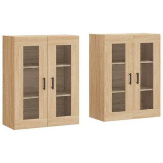Berkfield Home Wall Mounted Cabinets 2 pcs Sonoma Oak Engineered Wood in Light Tan