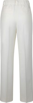 Moncler Womens Trousers Wool Gabardine White Virgin Wide-Leg