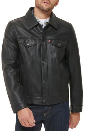 Levi's Faux Leather Trucker Jacket in Black at Nordstrom Rack, Size Medium