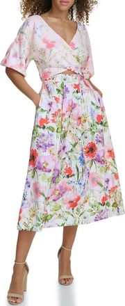 Siena My Balconia Drapey Cutout Dress in White Multi at Nordstrom Rack, Size 14