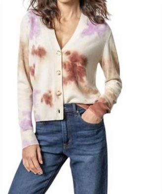 Lilla P Tie Dyed Cardigan Sweater In Clove Multi