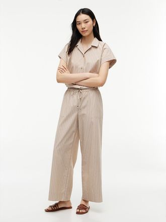 Tommy Hilfiger Womens Striped Poplin Pull-On Pant - Clayed Pebble - XS