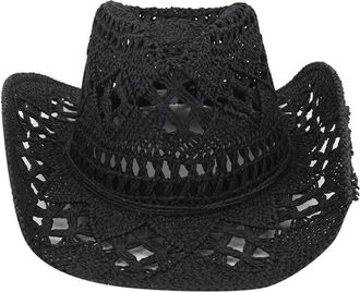 Generic Vintage Style Cowboy Hats Unisex Straw Foldable Shapeable Wide Brim Sun Protection Straw Hats Adults Spring Summer Anti UV Sun Beach Cap Western Cowgi