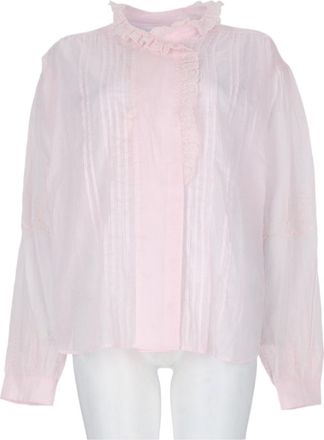 Isabel Marant Leota Ruffled Lace Trim Cotton Blouse