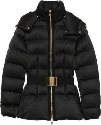 Elisabetta Franchi Donsjack - Dames - Winterjassen - Zwart - S - Leer - Jassen