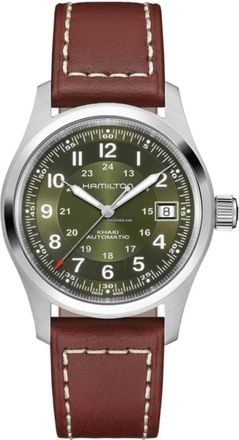 Hamilton Khaki Field Auto 38MM Green Dial Leather Strap Mens Watch H70455560