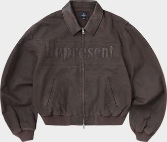 Represent Men & apos;s Roscoe Canvas Bomber Jacket with Faux Leather Trim