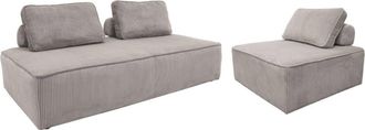 Sweeek Sof&aacute; modular de pana, 3 plazas, gris claro