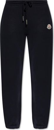 Moncler Broeken, Dames, Blauw, S, Katoen, Broek met logo