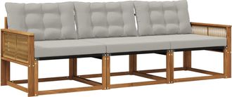vidaXL Conjunto De Sof&aacute;s De Exterior 3 Uds. Natural Y Gris Claro Vidaxl
