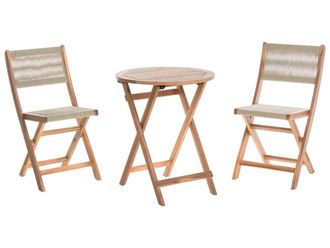Beliani Conjunto de balc&oacute;n plegable madera de acacia beige