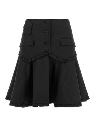Ganni Black Stretch Cotton Skirt