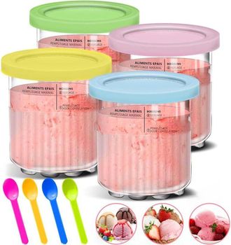 OEM Recipientes Para Helado Para M&aacute;quina De Helados Ninja Creami Deluxe, Creami, Juego De 4 Recipientes Con Tapa Para M&aacute;quina De Helados Ninja, Aptos Para