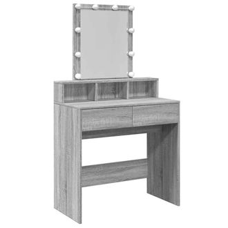 Berkfield Home Dressing Table with LED Grey Sonoma 80x41x144.5 cm