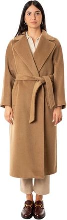 Max Mara Cappotto in lana e alpaca - Dames - Jas met riem - Bruin - XS - Wol - Jassen