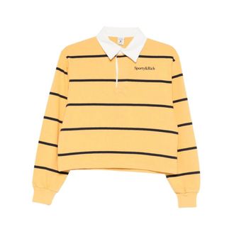 Sporty & Rich Polo Shirts, female, Yellow, Size: XS Striped Long-sleeved Polo Top