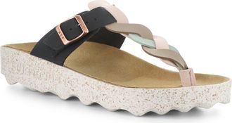 FLY London Cardi Flip Flop in Black Multi at Nordstrom, Size 10-10.5Us