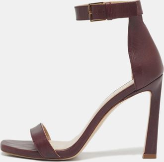 Stuart Weitzman Burgundy Leather Nudist Ankle Strap Sandals