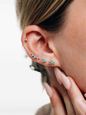 Anzie Orecchini Dew in oro giallo 14 carati con diamanti - Blu