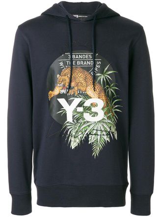 Yohji Yamamoto leopard hoodie - men - Cotton - S - Blue