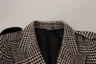 Dolce & Gabbana Gray Check Plaid Long Trench Coat Mens Jacket