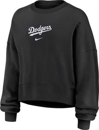 Nike Los Angeles Dodgers Nike Womens MLB Pullover Crew in Black | 01D7912ZLD-9HV