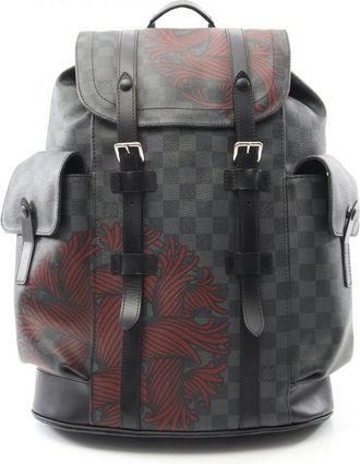 Louis Vuitton Black Damier Graphite Red Color Coated Canvas Backpack (Pre-Owned)