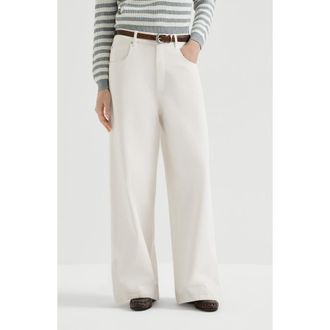 Brunello Cucinelli Dyed denim relaxed trousers with monili in Panama at Nordstrom, Size 38