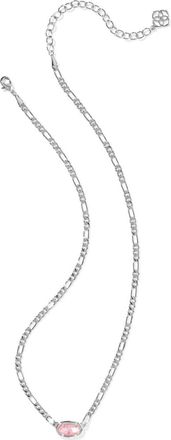 Kendra Scott Womens Elisa Figaro Chain Short Pendant Necklace In Silver Pink Iridescent Mother Of Pearl