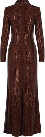 Self Portrait Brown Rhinestone Maxi Dress