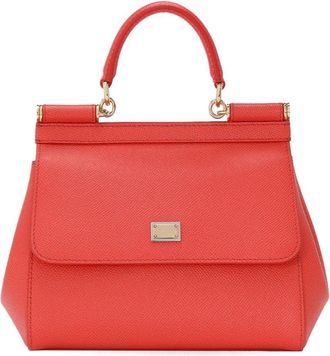 Dolce & Gabbana medium Sicily tote bag - women - CALFSKIN/CALFSKIN/Cotton - One Size - Orange