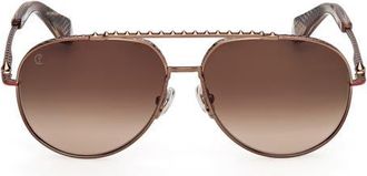 Christian Louboutin 61mm Pilot Sunglasses in Brown /Zeiss Brown Red at Nordstrom