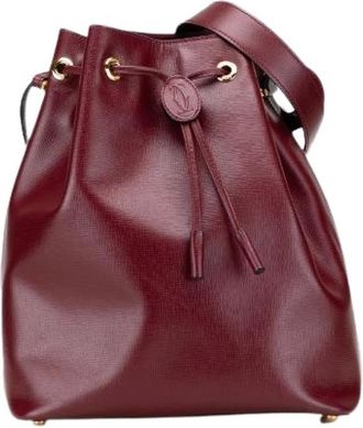 Cartier Pre-owned Bucket Bags, female, Red, Size: ONE SIZE Pre-owned Leather shoulder-bags
