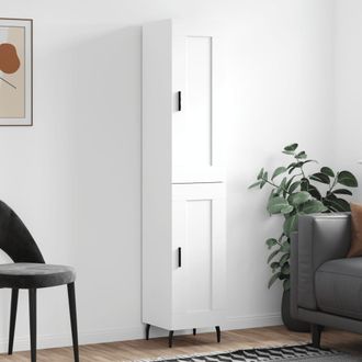 vidaXL Aparador Alto Madera Contrachapada Blanco 34,5x34x180 Cm Vidaxl