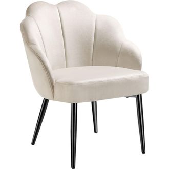 TecTake Sill&oacute;n de c&oacute;ctel, tapizado en terciopelo acolchado, crema/negro