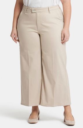 NYDJ Mona High Waist Ankle Wide Leg Trouser Jeans in Feather at Nordstrom, Size 14W