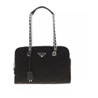 Prada Shoulder Bags, female, Black, Size: ONE SIZE Quilted Nylon Shoulder Bag
