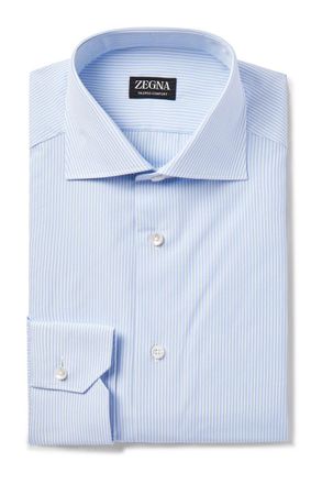 Ermenegildo Zegna Cutaway-Collar Striped Trofeo Shirt