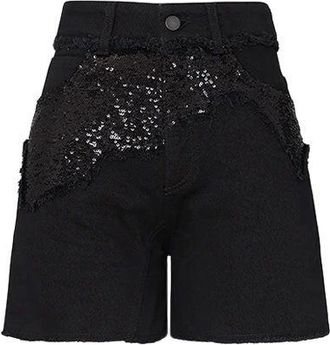 Philosophy di Lorenzo Serafini black sequin denim shorts Size S